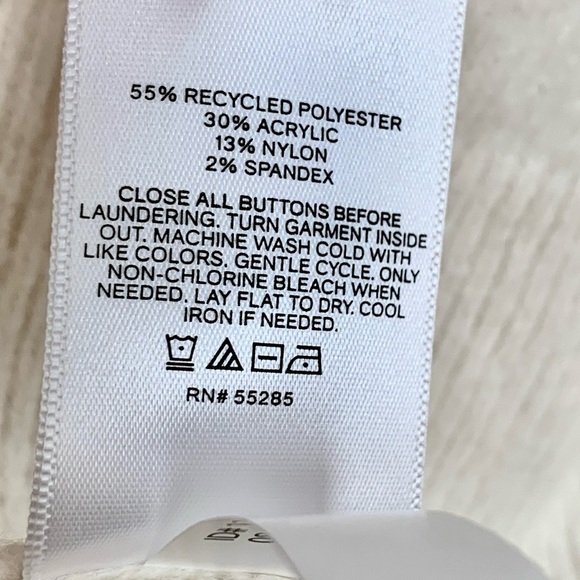 [⭐️ PRICE FIRM] EXPRESS Bow V-Neck Puff Shoulder Cardigan Sweater Ivory White L - Picture 12 of 12